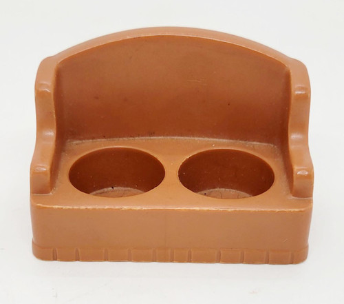 Fisher-Price Fisher Price Original Little People #938 Play Family Sesame Street Playset - Brown 2-Seat Sofa, plastic miniature sofa with two circular openings, designed for playsets.