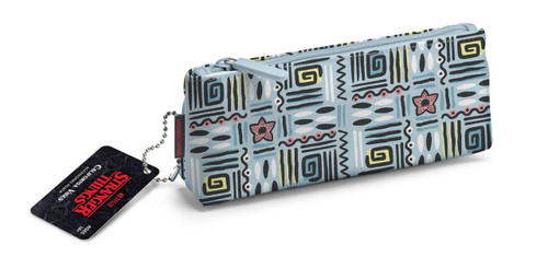 Stranger Things by Fred Stranger Things Pouch - California Vibes, a stylish rectangular pouch with a colorful geometric tribal pattern, featuring stars and squiggles in pastel shades.