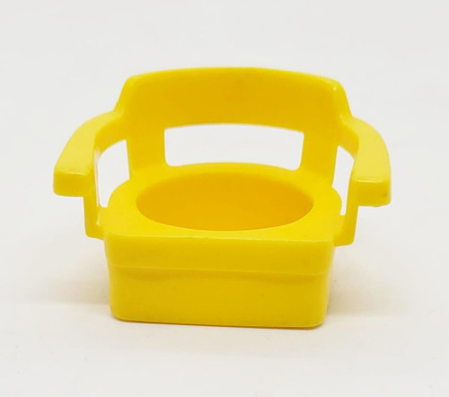 Fisher-Price Fisher Price Original Little People Captain's Chair - Yellow, yellow plastic toy chair for Little People figures with armrests and open back design.