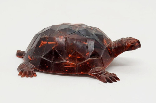 Sterling Plastic Turtle Pencil Sharpener - Brown, brown turtle-shaped plastic pencil sharpener with geometric shell pattern.