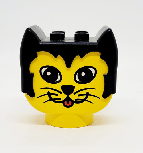 LEGO DUPLO Cat Head Figure with Oblong Eyes - Rare 2x2 Base Brick