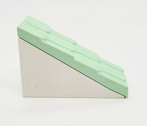 Lego LEGO DUPLO Roof Sloped 33 2 x 4 with Shingles Profile and White Base, toy construction building piece in pastel green and white color.