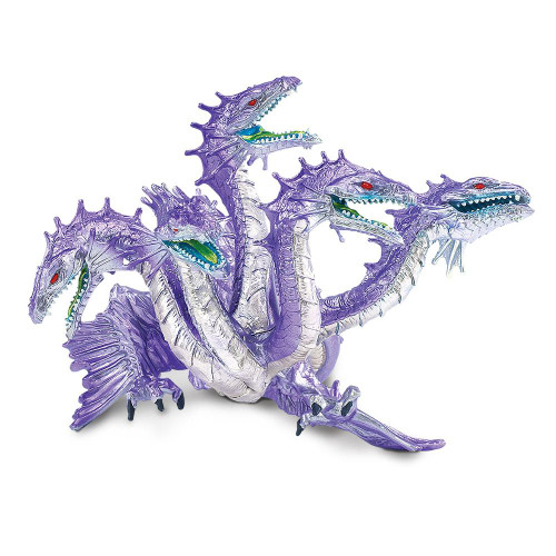 Safari Ltd Mythical Realms Hydra, purple multi-headed dragon toy with detailed scales and red eyes.