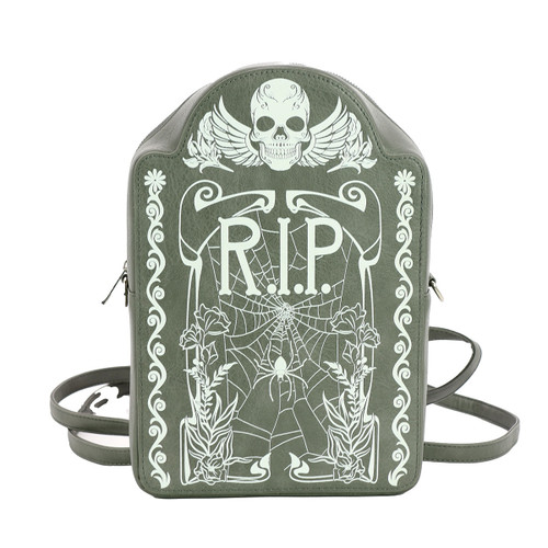 Glow in the Dark Tombstone Mini Backpack - Gray