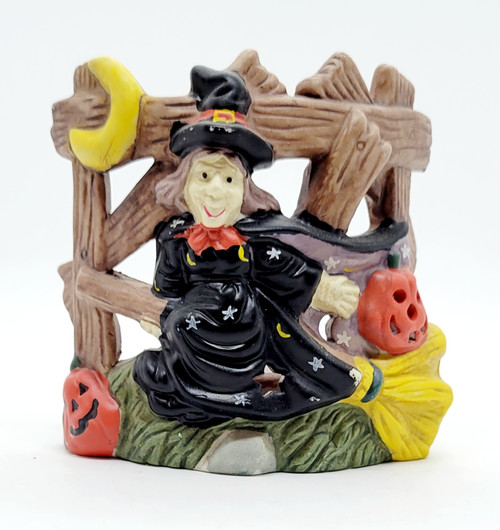 Vintage Halloween Ceramic Witch Candle Tea Light Holder