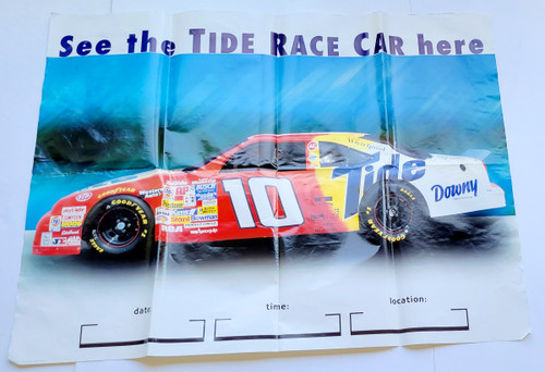 NASCAR See The Tide Race Car Here Poster - #10 Ricky Ruddy, colorful race car poster with sponsors and a blue sky background.