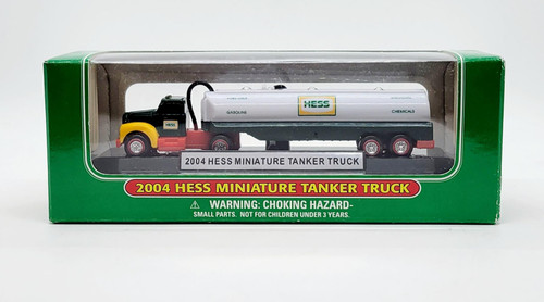2004 HESS Miniature Tanker Truck, detailed collectible toy model of a miniature tanker truck with HESS branding and fuel tank design.