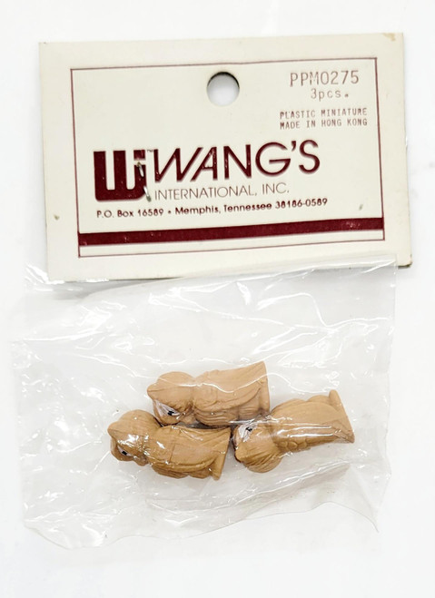 Wang's International Vintage Wang's International Plastic Miniature Owls, made in Hong Kong, in clear plastic packaging with a white and red label.