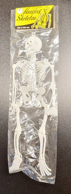 Vintage Halloween 9" Plastic Hanging Skeleton Made in Hong Kong