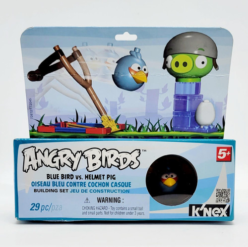 K'NEX K'Nex 2012 Angry Birds Blue Bird vs Helmet Pig Building Set, featuring colorful construction pieces and Angry Birds characters for kids aged 5 and above.