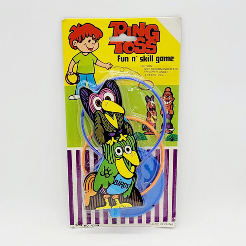Fortune Ring Toss Fun n' Skill Game - Birds, colorful game with bird-shaped rings and cartoon bird illustrations on the packaging
