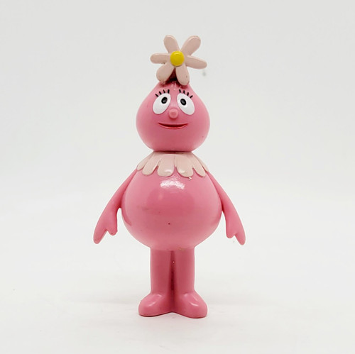 Spin Master 2008 Yo Gabba Gabba 3.75" Foofa PVC Toy Figure, pink character with a flower on its head and a cheerful facial expression.