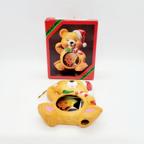 Reading Company Porcelain Bear Photo Frame Christmas Ornament