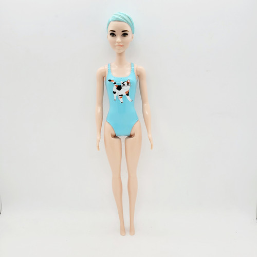 Mattel 2019 Barbie Wearing Blue Bathing Suit With Cat