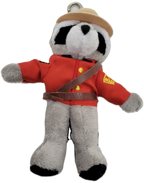 Stuffed Animal House RCMP-GRC Raccoon Plush Keychain Clip-on
