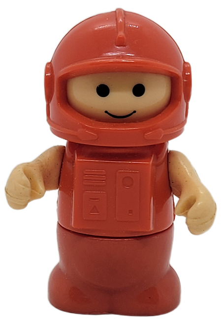 Li'l Playmates Space Station playset red astronaut by Playworld Toys in 1984.  The astronaut is white with red helmet and space suit on and stands 2-inches tall.