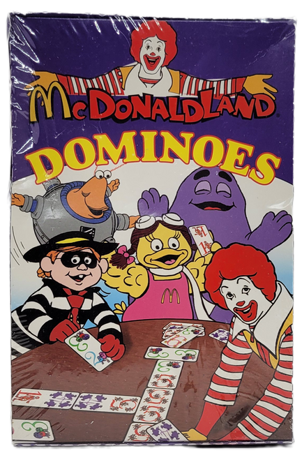 GamesCo 1997 McDonaldland dominoes featuring all of your favorite McDonaldland characters.  The dominoes feature Ronald McDonald, Birdie, Hamburglar and Grimace.