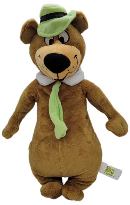 Leisure Systems Inc. 14-inch tall plush of Yogi Bear wearing his green hat and green tie.  Leisure Systems previously owned Yogi Bear's Jellystone Park Camp-Resorts.