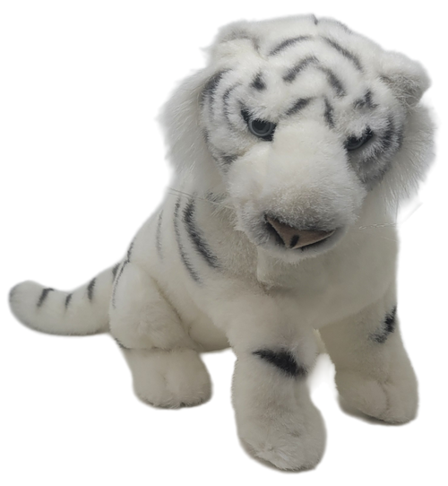 Field Entertainment Ringling Bros. and Barnum & Bailey Circus white tiger plush.  The Greatest Show on Earth tiger is 19-inches long from head to tail end and 11-inches tall.