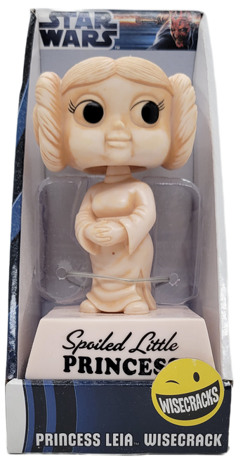Funko 2012 Wisecracks bobblehead of Star Wars Princess Leia "Spoiled Little Princess".  The bobble stands 6-inches tall with off white color like marble statues.
