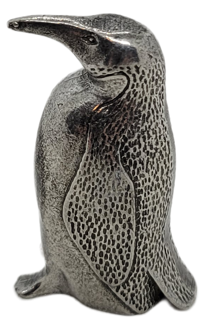 Kirk Pewter 2-inch tall penguin figurine.  The penguin has etched wings to add a realistic detail to the overall figurine.