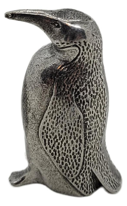 Kirk Pewter 2" Penguin Figurine, detailed metallic penguin sculpture with textured surface and realistic features.
