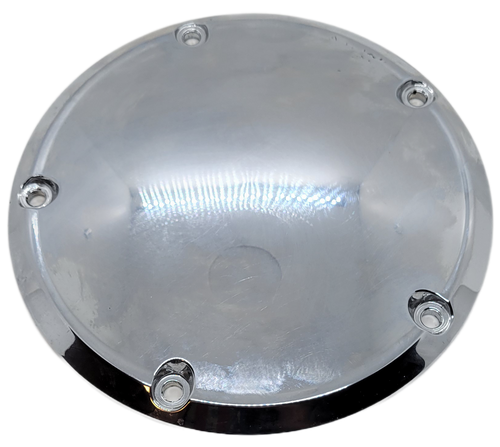 Harley-Davidson Classic Chrome Derby Cover 60769-06.  The chrome cover has 5 holes.