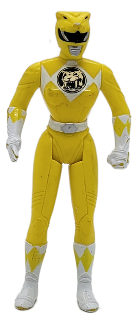 Saban 1995 Mighty Morphin Power Rangers 4-inch Yellow Ranger action figure. Power Rangers is an American media franchise, built around a live-action superhero television series, based on the Japanese tokusatsu franchise Super Sentai.
