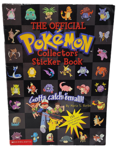 Scholastic 1999 The Official Pokémon Collector's Sticker Book, featuring various Pokémon characters and cartoon illustrations on the cover.