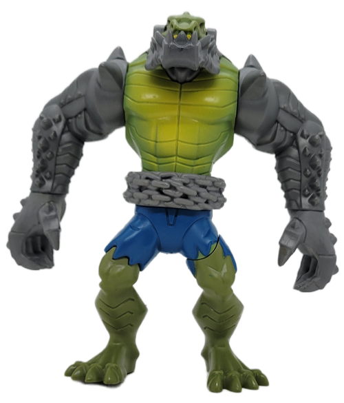 Killer Croc 6-inch tall action figure from the 2012 Batman Killer Croc Takedown play set by Mattel.  Squeeze Killer Croc's legs to activate his attack claws.