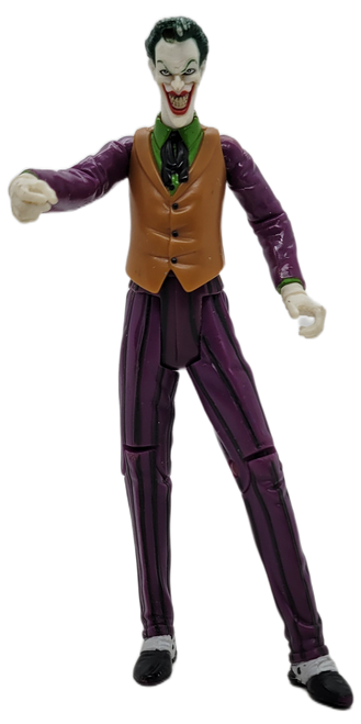 Mattel 2003 Batman action figure of Quick Fire Joker that stands 6-inches tall.  The Joker is wearing a purple suit with black strips and a brown vest.
