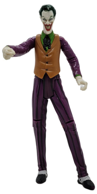 Mattel 2003 Batman Quick Fire Joker Action Figure (Loose), detailed figure of the Joker in purple suit with green shirt and brown vest, featuring a sinister face with a wide grin and white gloves.