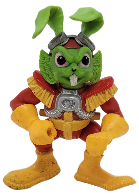 Hasbro 1990 Bucky O'Hare 4-inch tall action figure from The S.P.A.C.E. Adventures of Bucky O'Hare the Toad Wars series of action figures. Bucky O'Hare is a fictional character and the hero of an eponymous comic book series and spin-off media