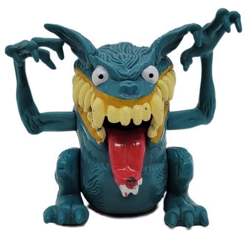 Mattel 1995 AAAHH!!! Real Monsters Dare to Scare figure of Scarfer by Nickelodeon. Scarfer is blue-green and furry, he has 2 eyes, a long tongue with an unpainted tip, and 2 claws. Scarfer has not appeared in any episodes of Aaahh!!! Real Monsters, but is featured as a toy in the Dare to Scare figure set.