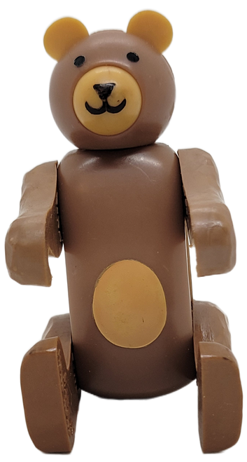 Fisher-Price Original Little People bear with grayish-brown fur.  The bear has 4 jointed legs with head that moves side to side.  The bear was from #135 Play Family Circus and #991 Circus Train sets.