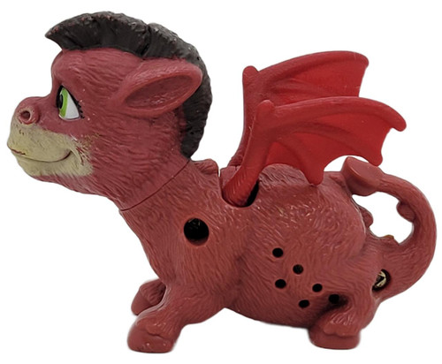 McDonald's Happy Meal Toy 2007 Dream Works Shrek 3 #4 Dronkey (Loose), a plastic toy of a red dragon with detailed textured skin, green eyes, black hair, and red wings.