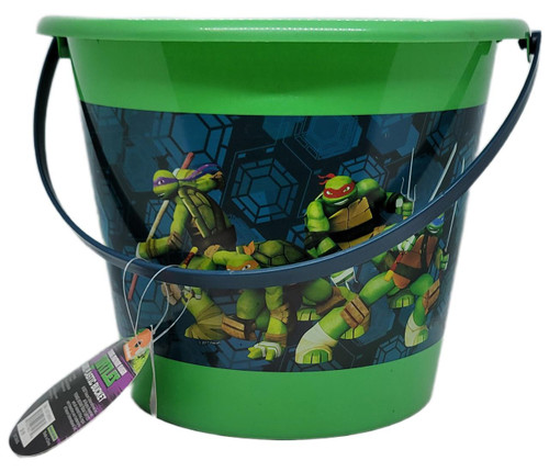 PTI Group Inc. Nickelodeon 2017 Teenage Mutant Ninja Turtles Jumbo Plastic Bucket, featuring a colorful design of the Teenage Mutant Ninja Turtles characters on the side.