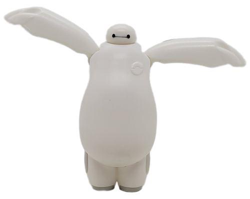 Bandai 2014 Hatch N Heroes of Baymax from Disney Big Hero 6.  Baymax stands 3-inches tall and is white and grey in color. Baymax is an inflatable, computerized robot created as a personal healthcare companion, designed to improve health, and is the deuteragonist of Big Hero 6.