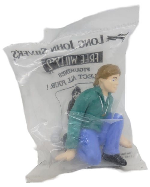 Long John Silver's Jesse Greenwood 2-inch tall figure from the 1995 Free Willy 2 series of figure's.  Jesse is the main character from the movie and is wearing blue pants and green jacket.  The set contained 4 different figures to collect.