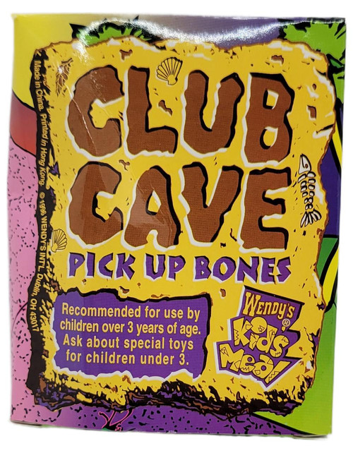 Wendy's Kids Meal Toy 1996 Club Cave Dino Skeleton (Loose), a plastic dinosaur skeleton toy from a vintage kids meal.