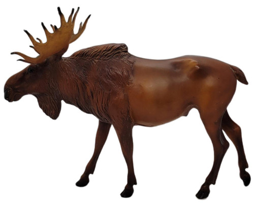 Breyer Moose Model #79, detailed brown moose figurine with a textured fur coat and large antlers, stamped with 'USA Breyer Molding Co.' mold stamp.