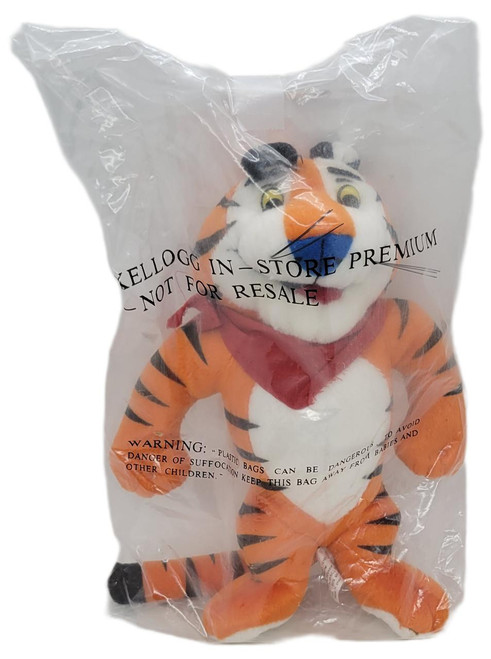 Kellogg's 1993 Kellogg's Frosted Flakes Tony the Tiger 9-inch Plush, plush toy of Tony the Tiger from Kellogg's Frosted Flakes in a plastic bag.