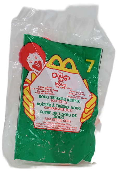 McDonald's Happy Meal toy of Doug Treasure Keeper as a clip-on coin pouch from the 1999 Disney Doug's 1st Movie series of toys. The treasure keeper features Doug's head. The series contained 8 toys and was available September 17 - October 14, 1999.