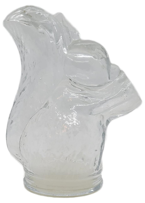 Unknown Vintage Glass Squirrel Candy Container with Stopper, clear glass figurine shaped like a squirrel with a smooth finish and detailed features.