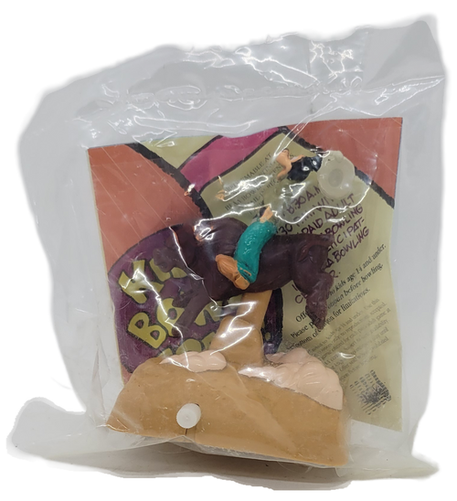 Burger King Kids' Club Goofy on Bucking Bronco wind-up toy from the 1995 A Goofy Movie series of toys. Wind-up the toy and watch Goofing trying to hold on to the bull. The series contains 5 different toys and was available April 10 - May 13, 1995.