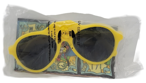 Burger King Kids' Club TaleSpin Baloo yellow aviator style sunglasses from the 1994 Disney Afternoon Beach Party series of toys. The series contained 5 different beach themed items with Disney characters.