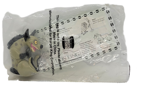 Burger King Kids' Club figure of Ed the Hyena from the 1994 Disney's The Lion King series of toys. The series contains 7 different figures and was available June 20 - July 24, 1994 and December 5 - 31, 1994.