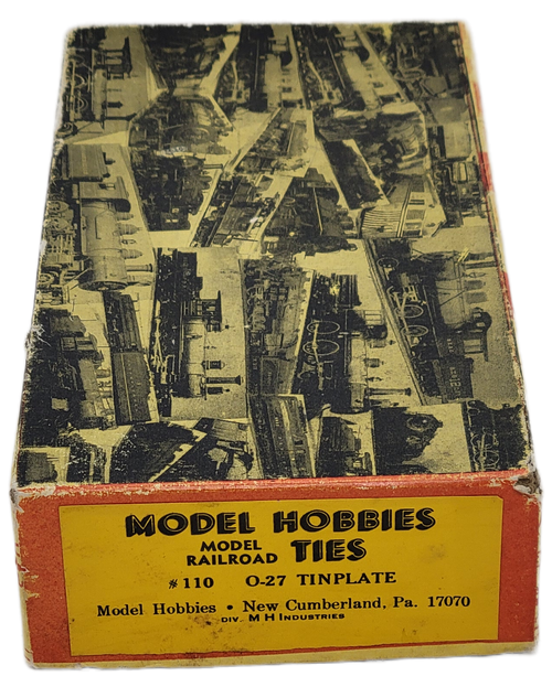 Model Hobbies model railroad ties #110 O-27 Tinplate set of 100 wood ties. The tiles are 2-inches long and .5-inches wide and are black in color. These are to add a more realistic look and feel to your model train layout.