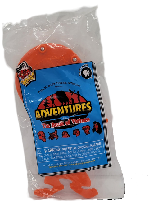 Wendy's Kids' Meal toy of Aristotle's Maze from the 1998 Adventures from the Book of Virtues series of toys. The program focuses on two main human characters, Annie and Zach, who learn many life lessons from their friends Plato the bison, Aurora the red-tailed hawk. The series contains 6 different show themed toys that were available February 9 – March 22, 1998.
