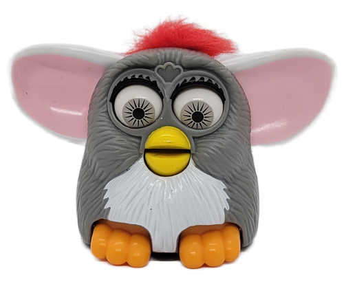 McDonald's Happy Meal toy Series 4 grey with red fur Furby from the 1999 McFurby Line.  Press the Furby down to make feet,eyes and ears to move.